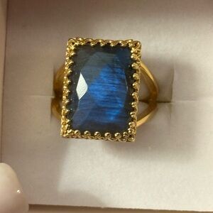 Elegant 18k Gold Vermeil Labradorite Ring. Size 9